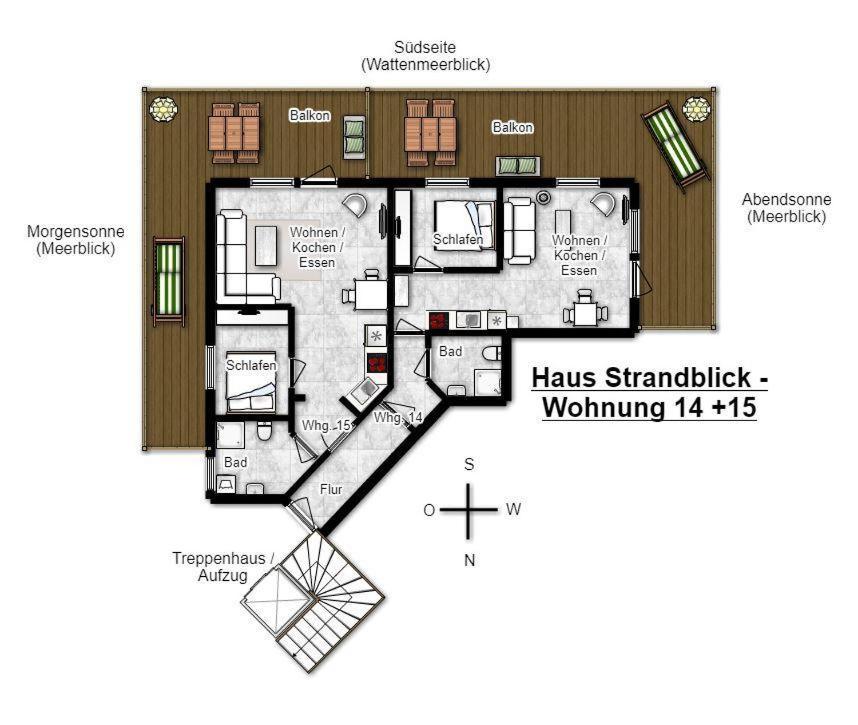Haus Strandblick Ferienwohnung 15 Вангероге Экстерьер фото